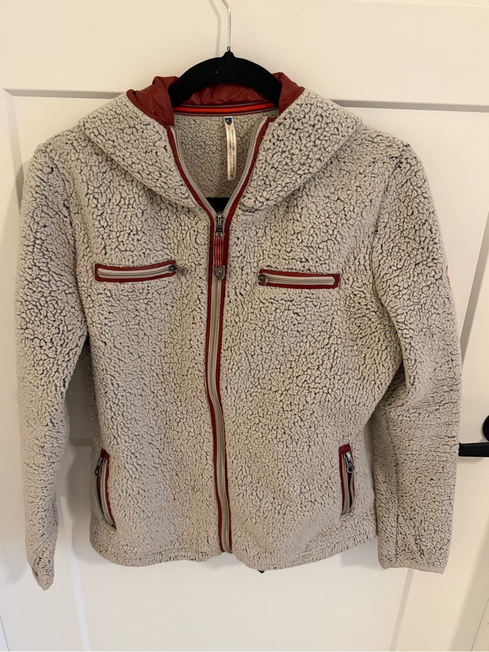 KÜHL Women's Vintage Hooded Sherpa
Fleece Jacket Full Zip 4 Pocket Cream Hiking